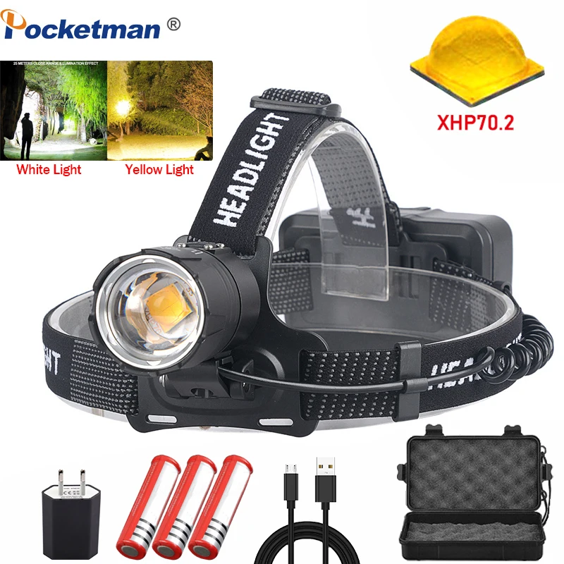 Outdoor Power Head - Мощный светодиодный налобный фонарь P70.2, желтый/белый